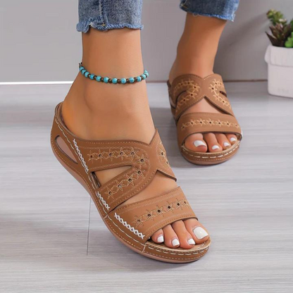 Damen Orthopädische Sandalen Sommer Atmungsaktiv Beige
