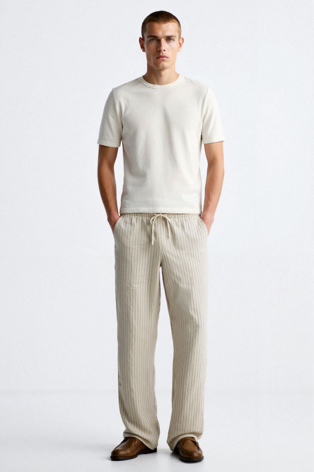 Herren Loungehose Nadelstreifen Old-Money-Optik Mehrfarbig