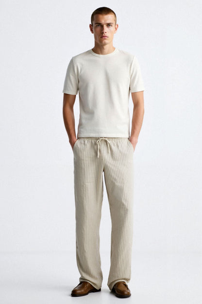 Herren Loungehose Nadelstreifen Old-Money-Optik Mehrfarbig