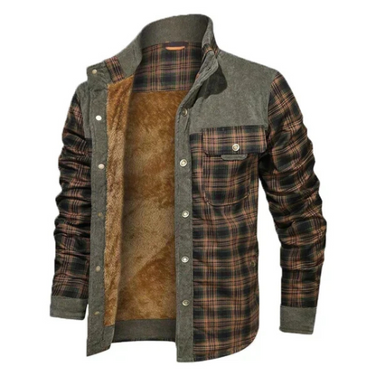 Herren Karo Hemdjacke Fleece-Futter Warm