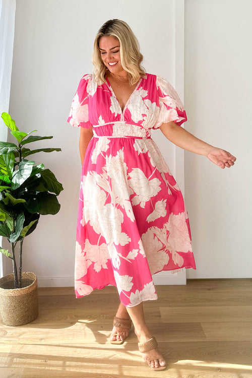 Eveloria Damen Maxi Kleid Puffärmel mit Liebe-Print