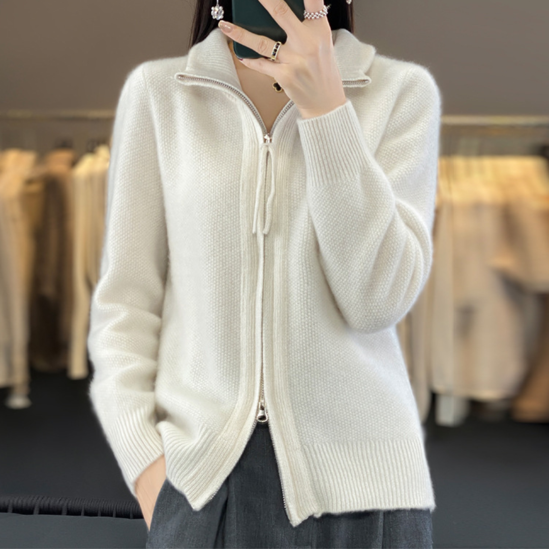 Eveloria Damen Strickjacke Reißverschluss Elegant