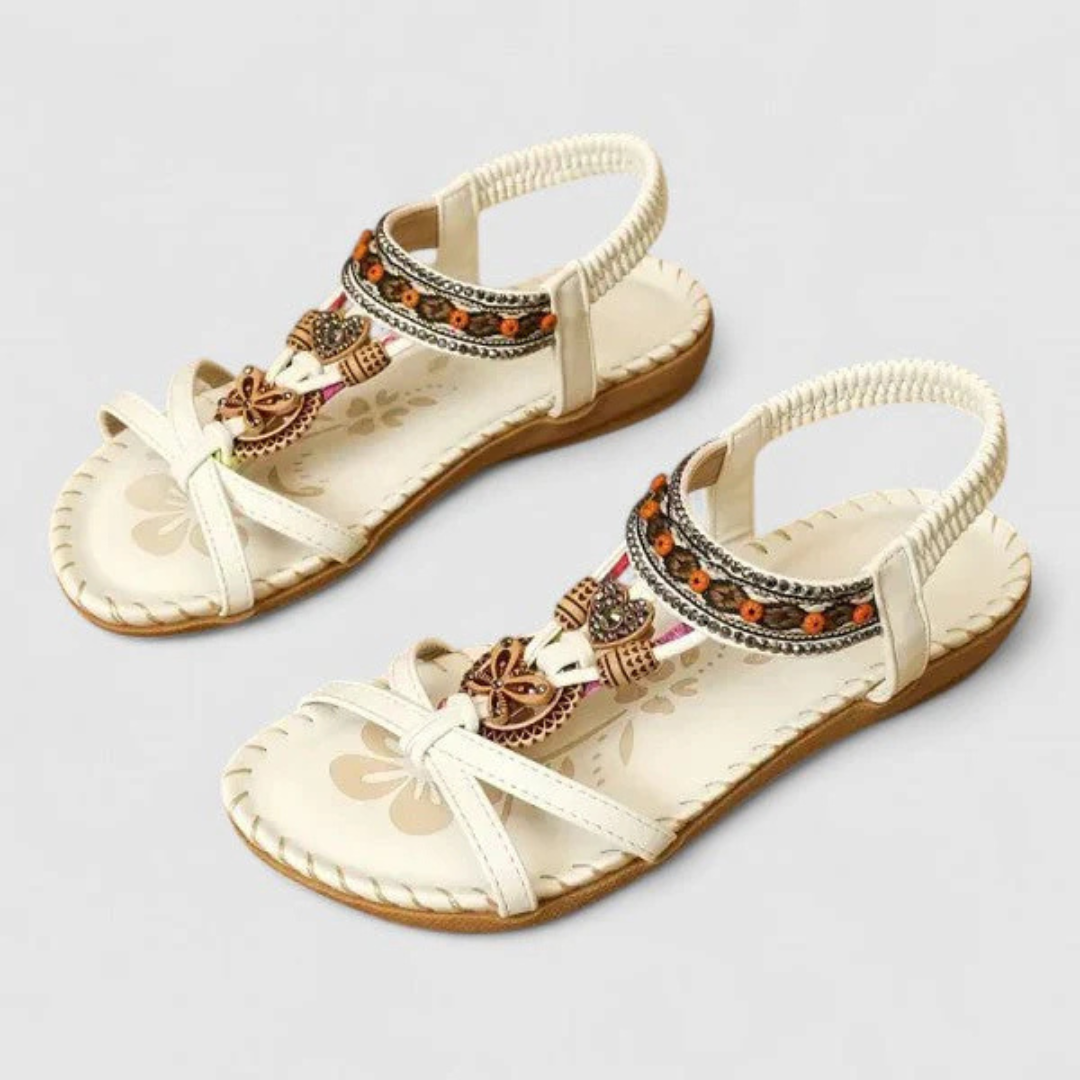Damen Riemchen Sandalen Flach Offene Zehen