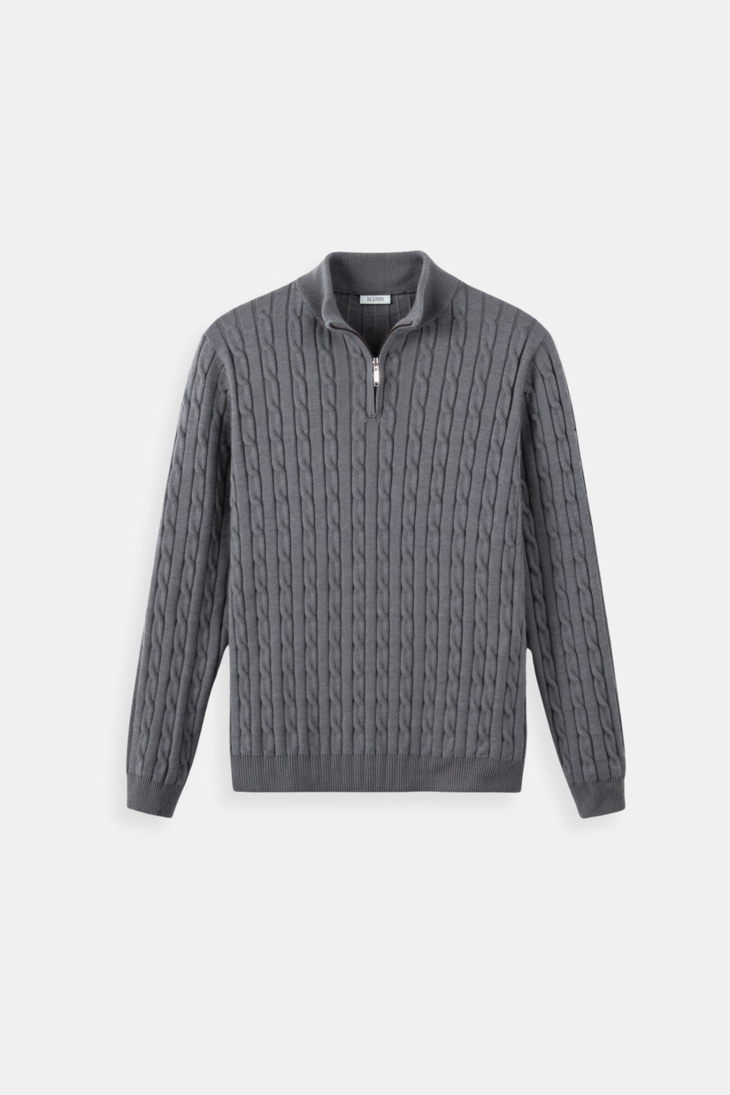 Eleganter Damen Zopfstrick Pullover Mit Reißverschluss
