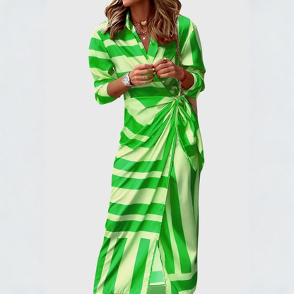 Gudrun Damen Wickelkleid Midi Gestreift