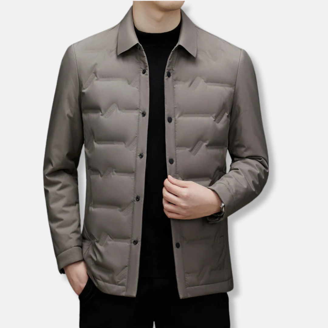 Eveloria Damen Daunenjacke Slim Fit Wasserdicht Knopf Vorn Taupe - Eveloria