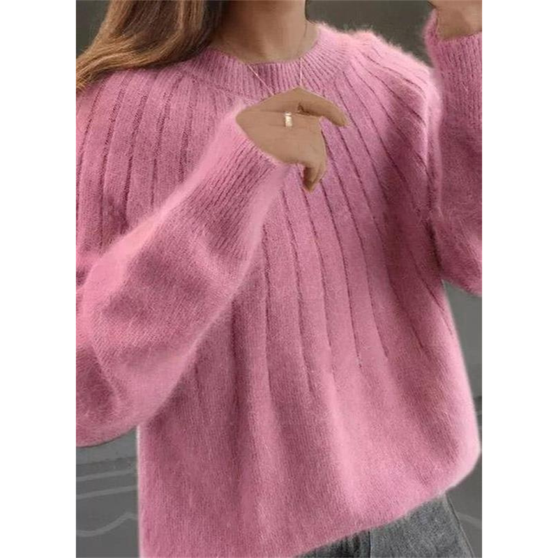 Eveloria Damen Strickpullover Kaschmirweich Rippmuster