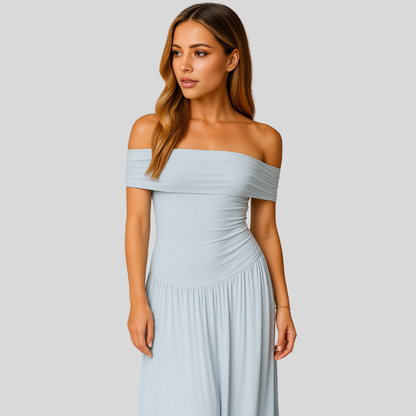 Damen Hochzeitsgastkleid Gefaltet Maxikleid
