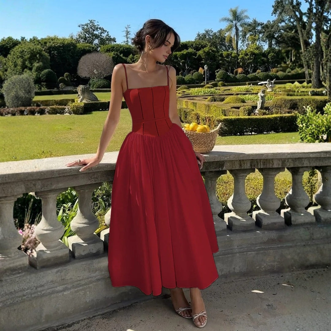 Damen Elegantes Hochzeitsgast Korsett Midikleid