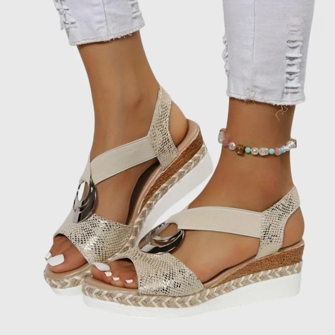 Damen Orthopädische Sandalen Schnallenriemen Leder Braun