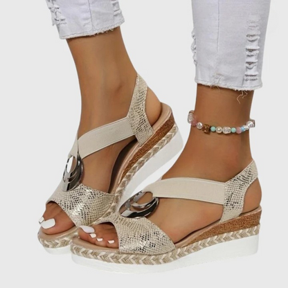 Damen Orthopädische Sandalen Schnallenriemen Leder Braun