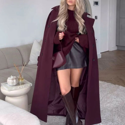 Quinty Damen Trenchcoat Bordeauxrot mit Gürtel
