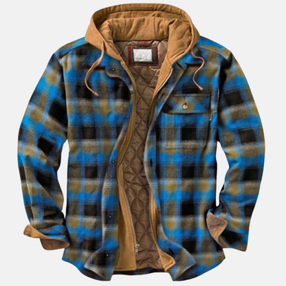 Herren Kariertjacke Warm Lässig Knöpfen Braun