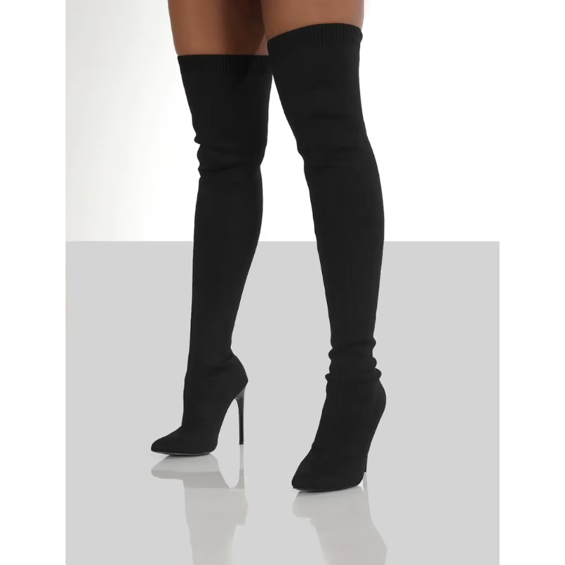 Eveloria Damen Overknee Stiefel Stretch Stiletto