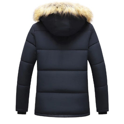 Herren Winterparka Warm Gefüttert Abnehmbare Fellkapuze
