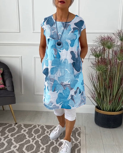 Damen Longtop Blumenprint Farbig Baumwolle Relaxed Fit