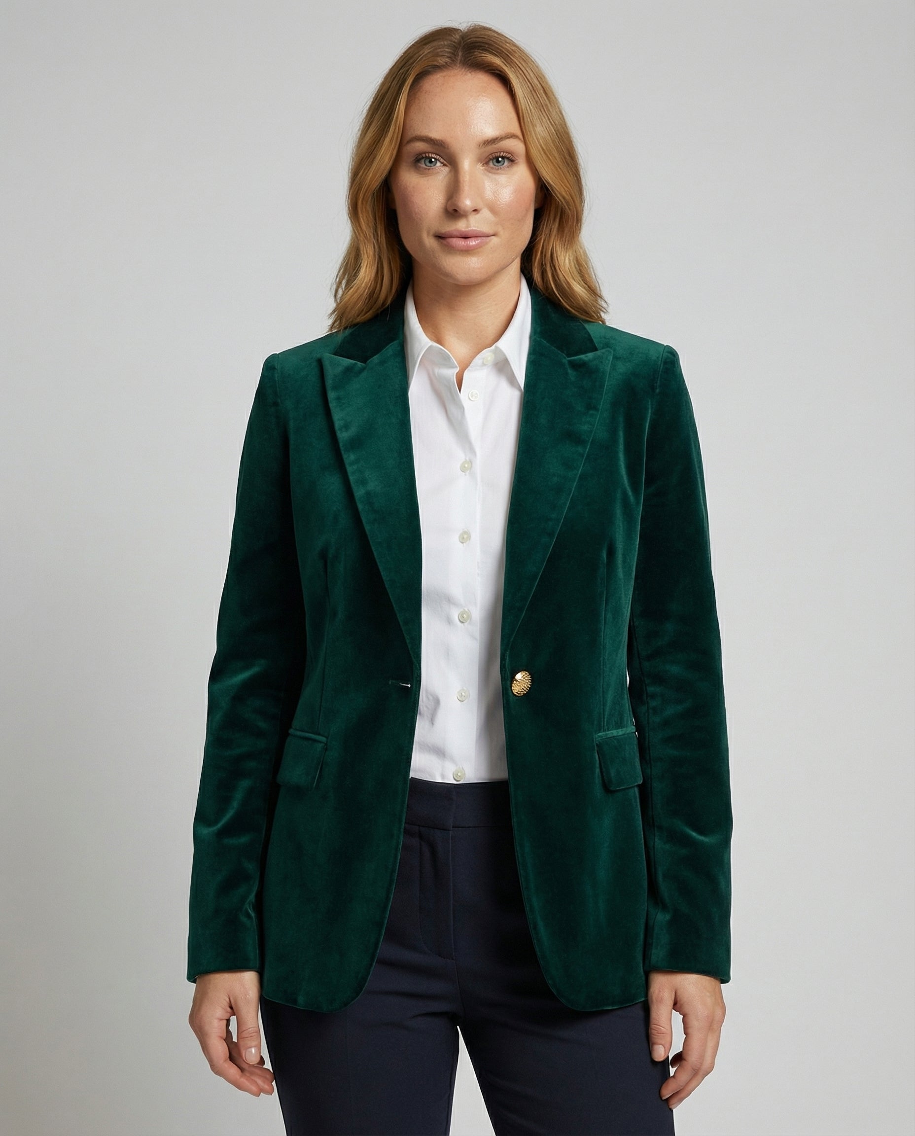 Damen Samt Blazer Elegantes Design Schwarz - Eveloria