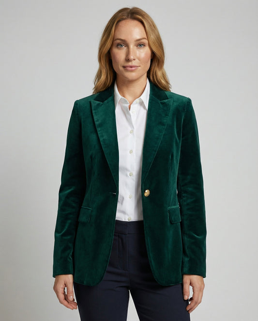 Damen Samt Blazer Elegantes Design Schwarz - Eveloria