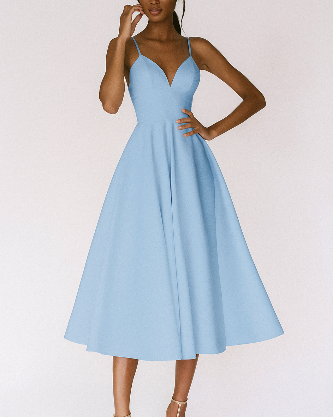 Damen Träger Midi Kleid Hochzeitsgäste