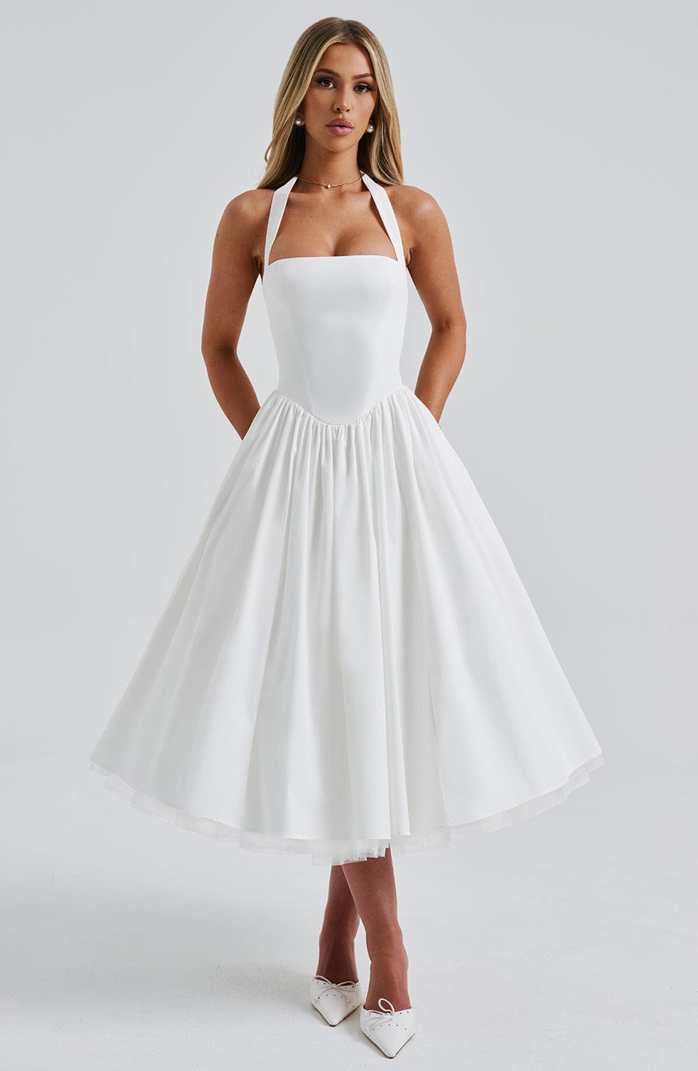 Damen Halter Midi Kleid Hochzeitsgäste Lydia