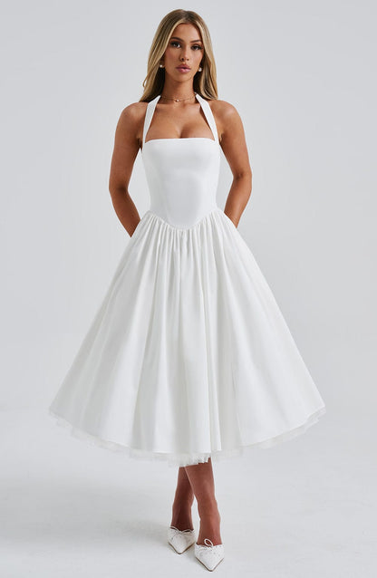 Damen Halter Midi Kleid Hochzeitsgäste Lydia