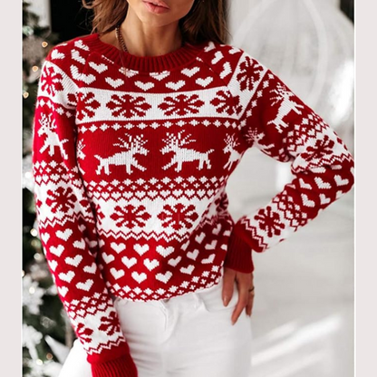 Eveloria Damen Strickpullover Rot Weihnachten