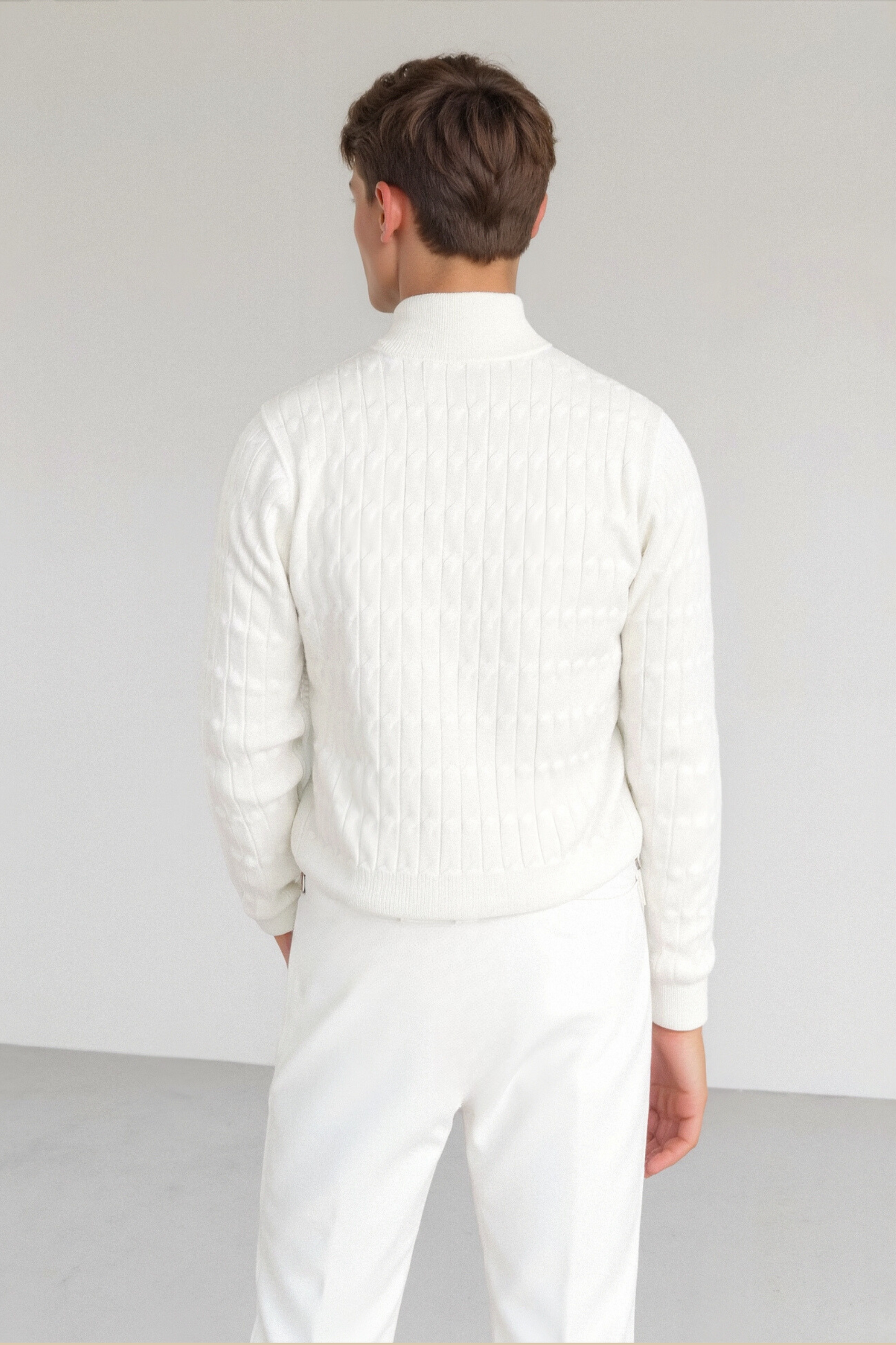 Herren Strickpullover Reißverschluss Elegantes Merino Wool