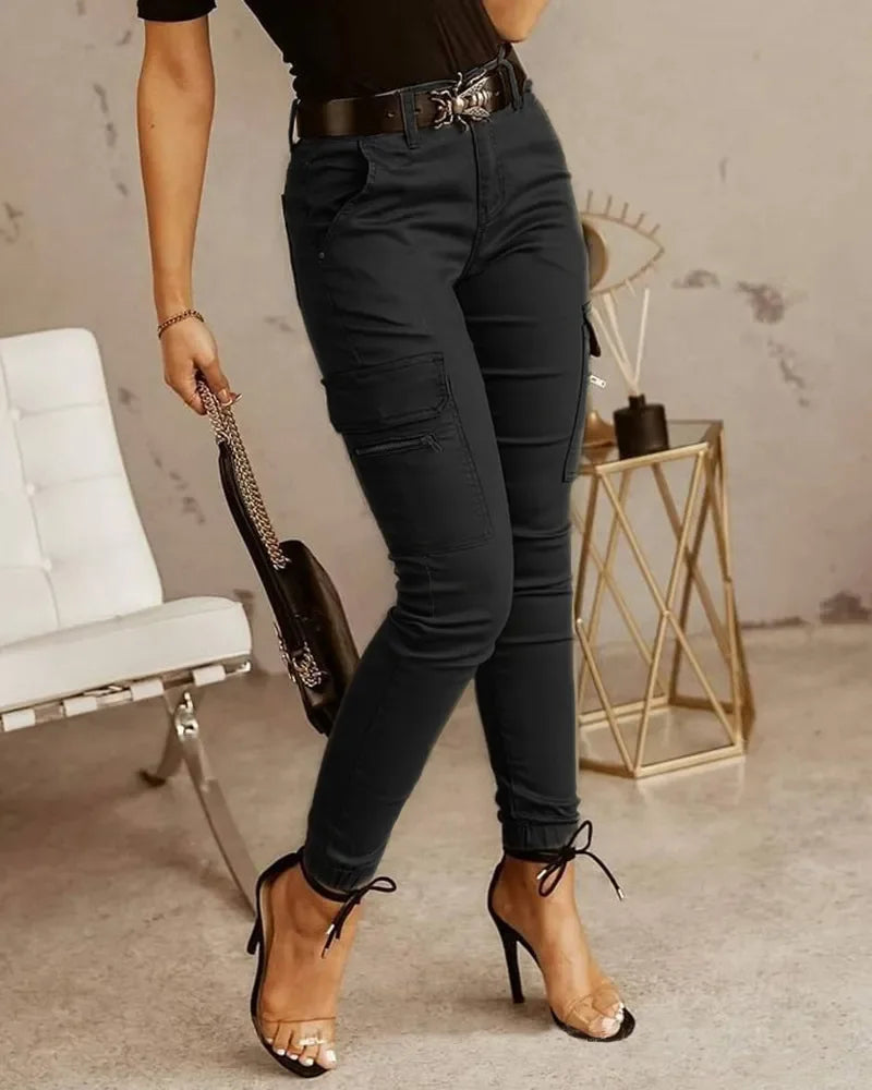 Eveloria Damen Cargo-Hose Hohe Taille - Eveloria