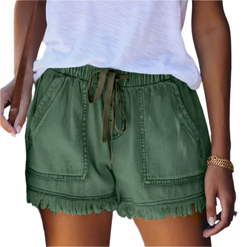 Eveloria Damen Hochtaillen Denim Shorts