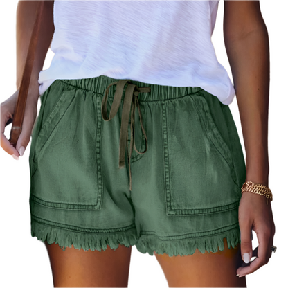 Eveloria Damen Hochtaillen Denim Shorts