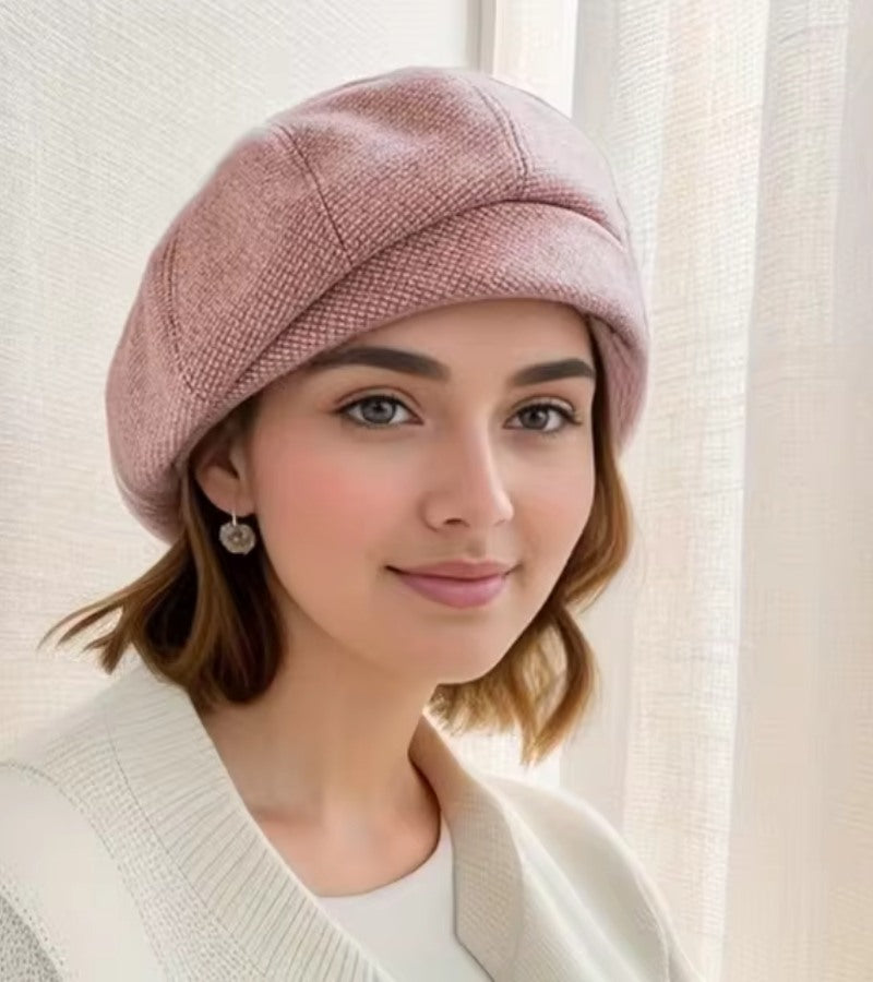 Damen Strickmütze Kuschelig Beige