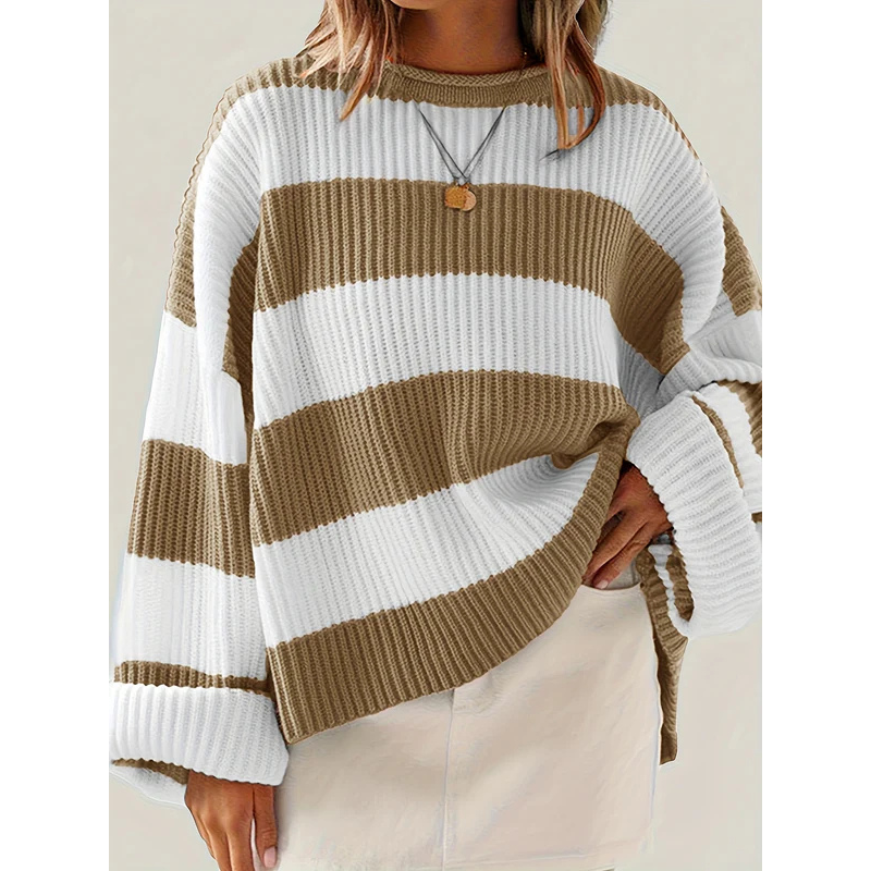 Eveloria Damen Oversize Pullover Gestreift