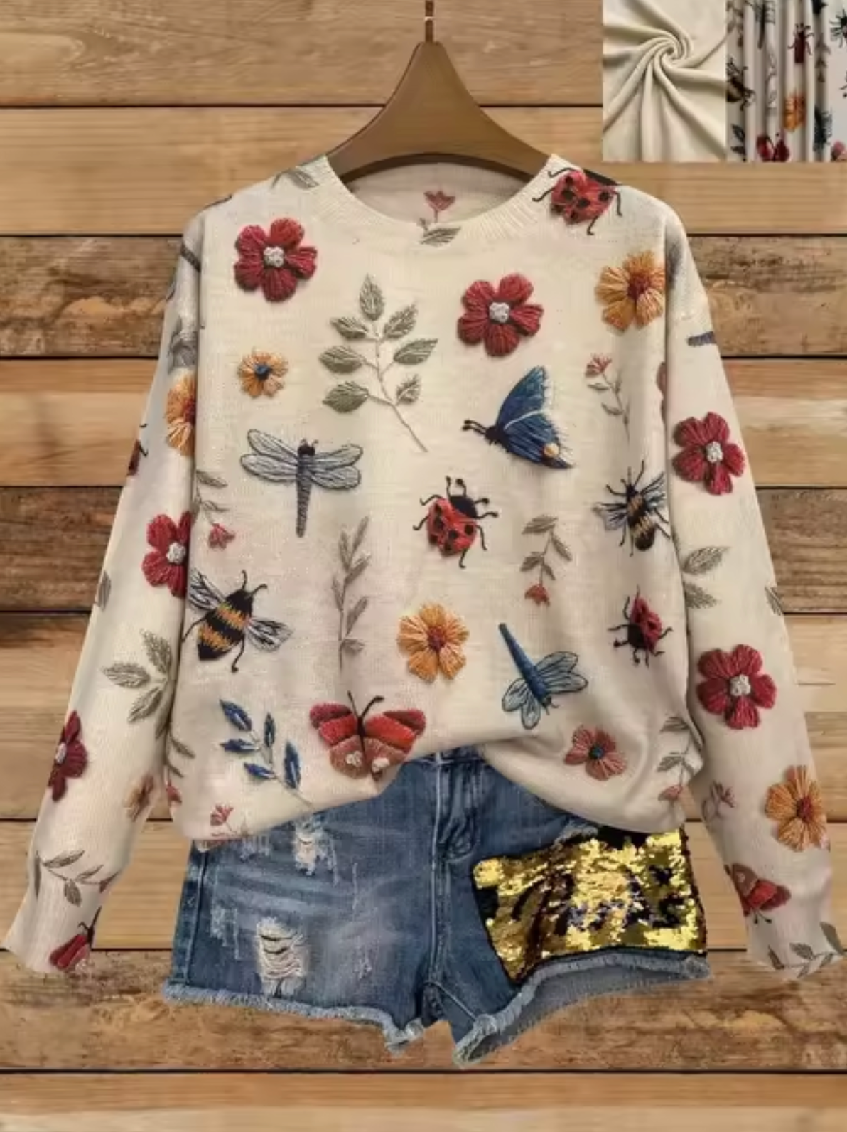 Eveloria Damen Gestrickter Pullover 3D-Druck
