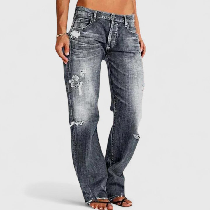 Damen Vintage-Jeans Lockerer Passform Blau