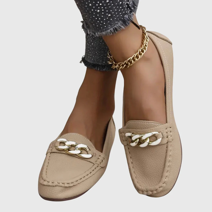 Damen Slip-On Loafer Kettendetail Leder