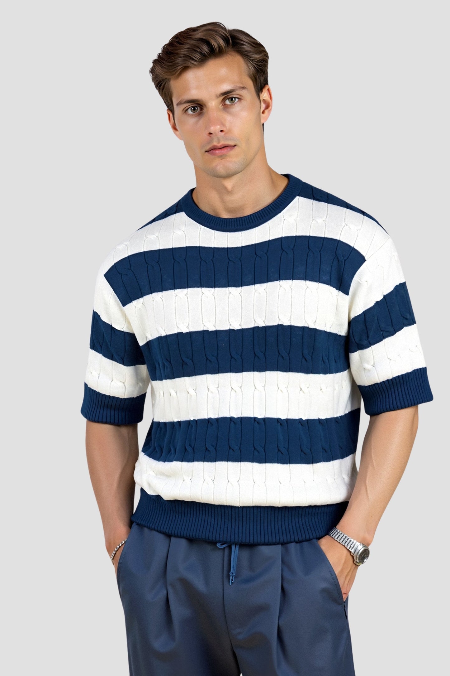 Herren Pullover Kurzärmelig Streifenmuster Bequem - Norvielle