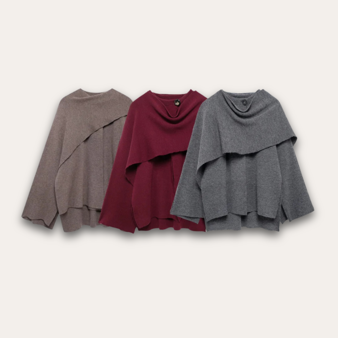 Eveloria Damen Poncho-Pullover Stilvoll