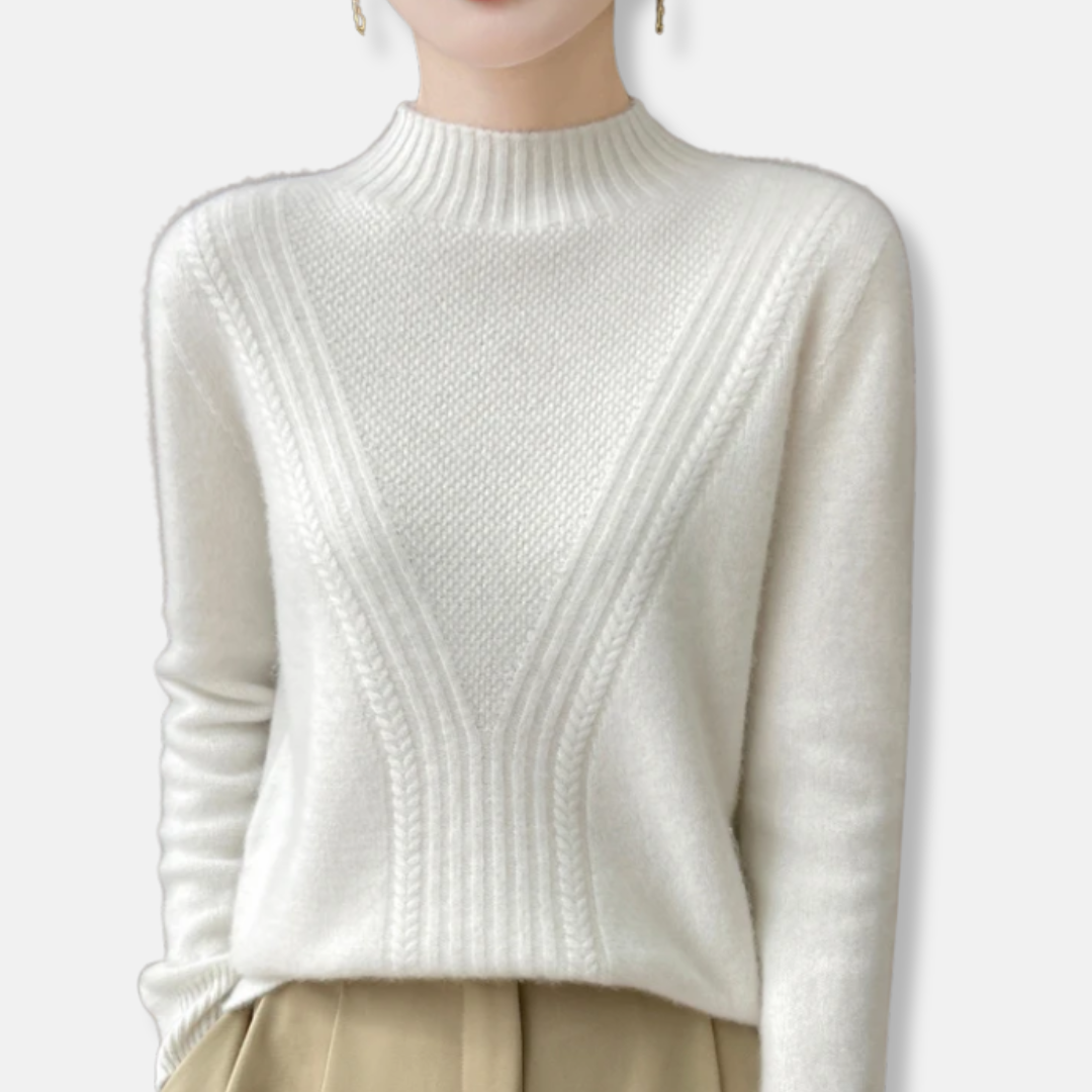 Eveloria Damen Pullover Wollmischung Lockere Passform Rippstrick