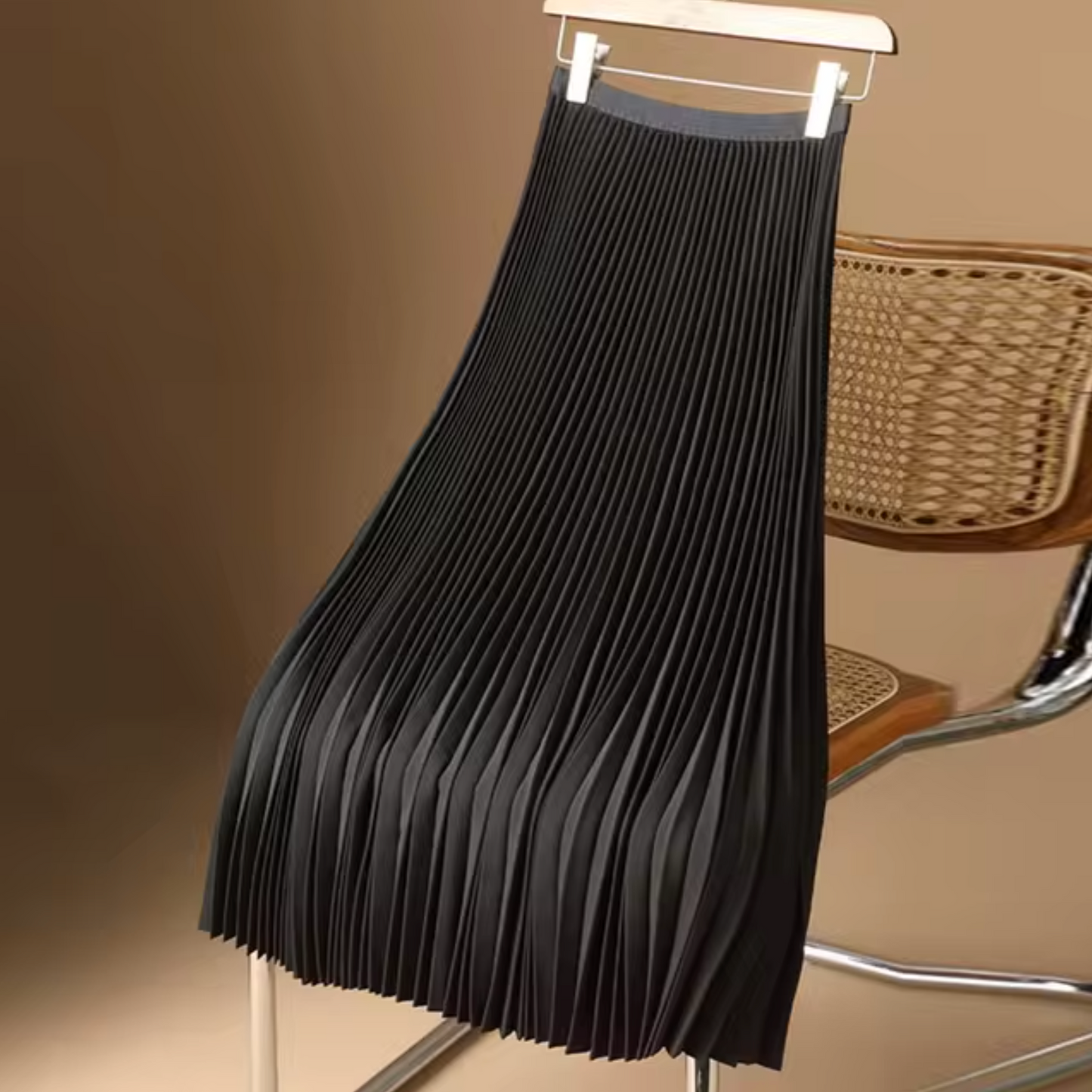 Eveloria Damen Plisseerock Baumwollsatin Lang