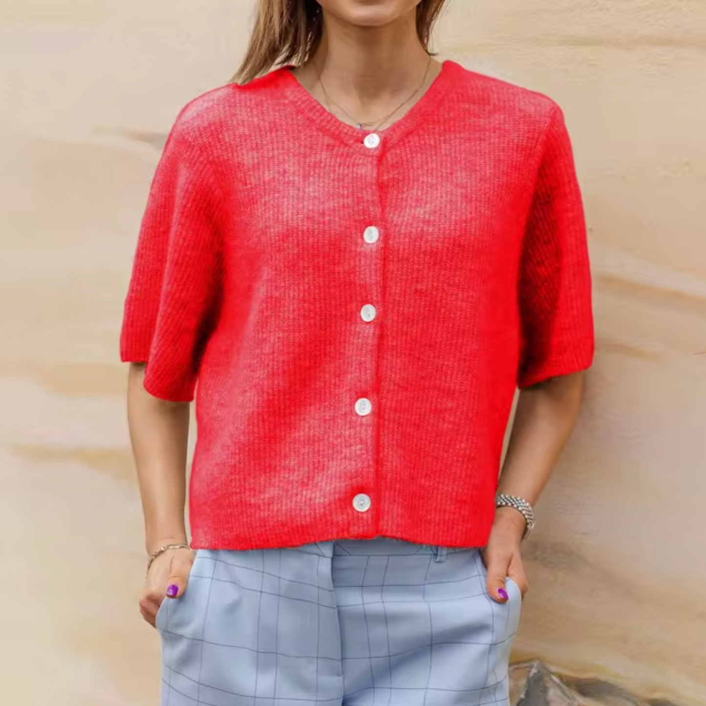 Eveloria Damen Strickcardigan Kurz Mit Knöpfen