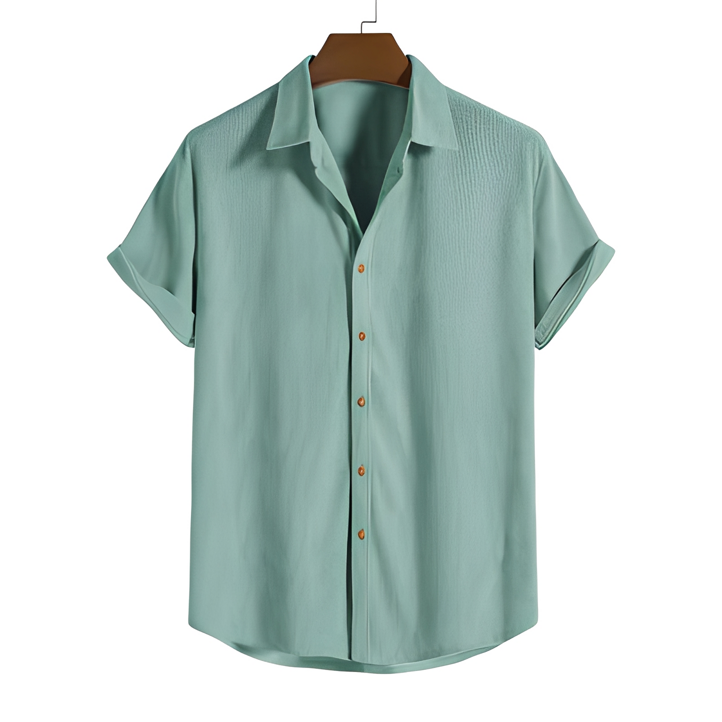 Herren Sommerhemd Leicht Kurzarm mit Knöpfen Beige