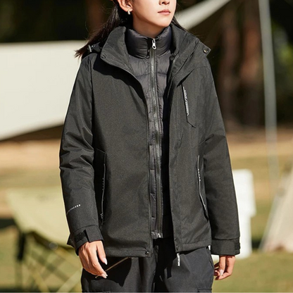 Damen Mehrlagige Skijacke Winterjacke Schwarz - Eveloria
