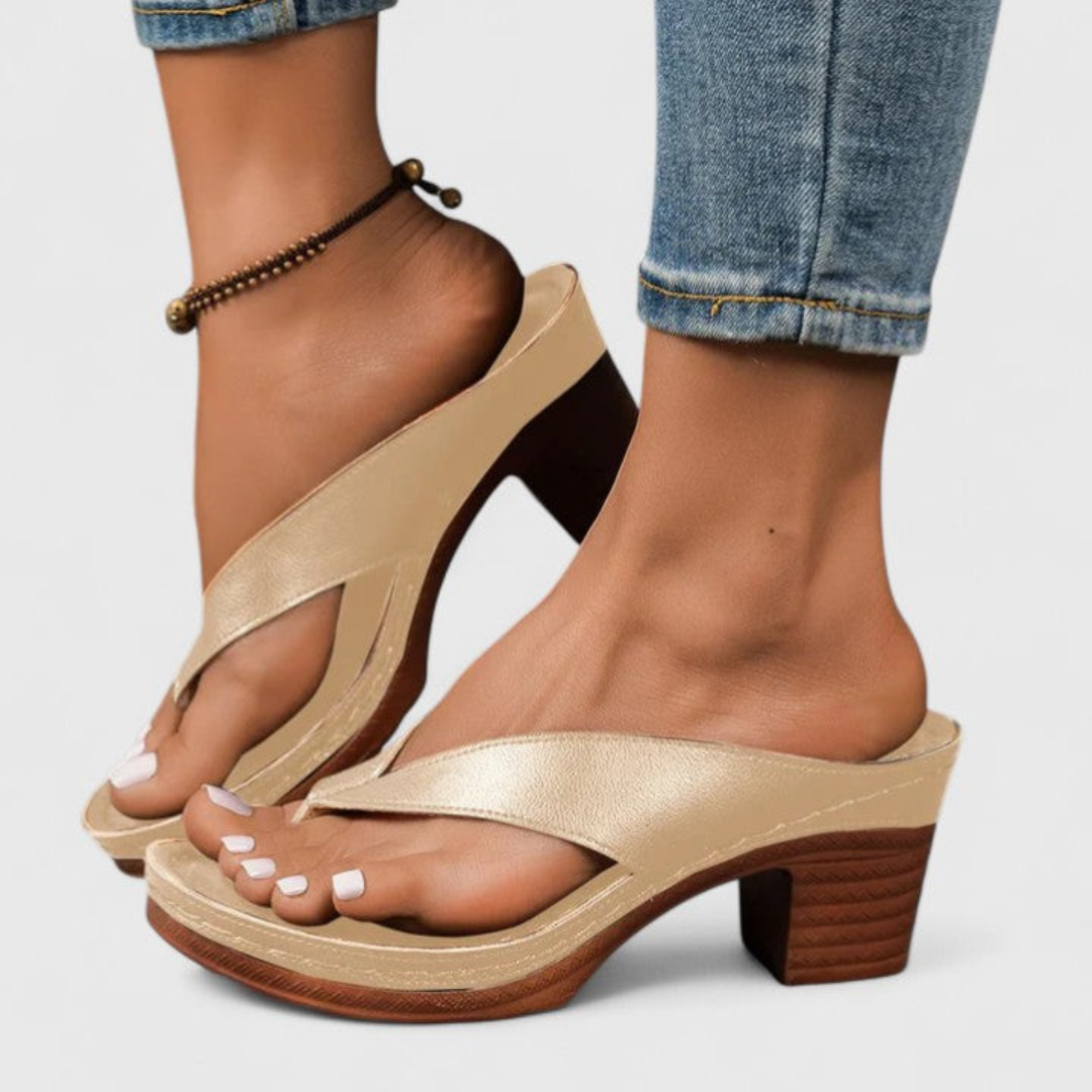 Damen Chunky Heel Zehentrenner Sandalen