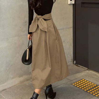 Damen Maxi Rock Schleifen Details Elegantes Design