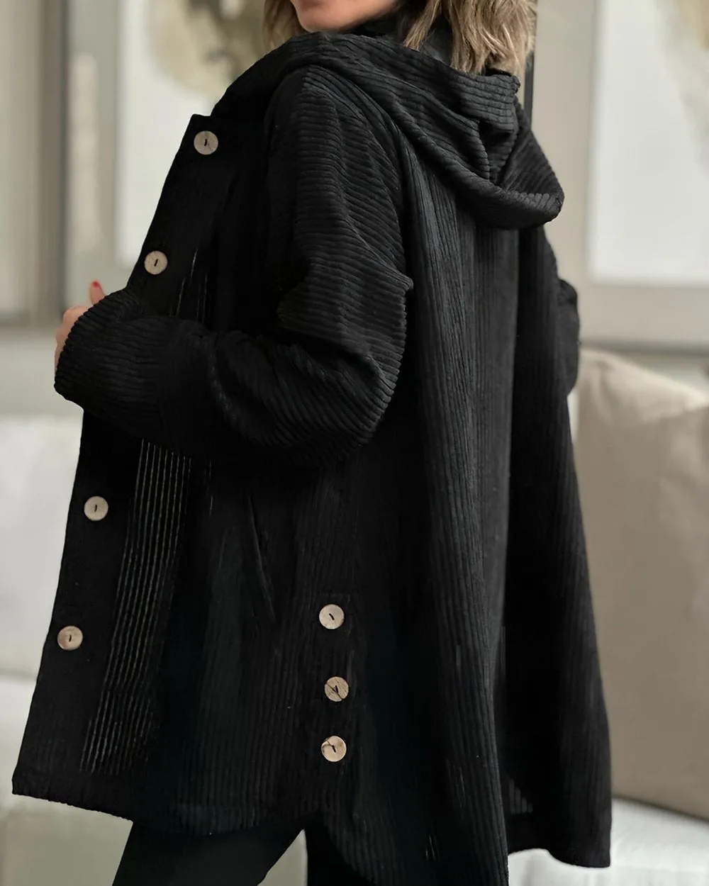 Damen Cordjacke mit Kapuze Freizeit