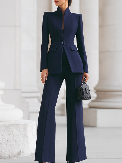 Damen Maßgeschneiderter Blazer Set Weites Bein - Eveloria