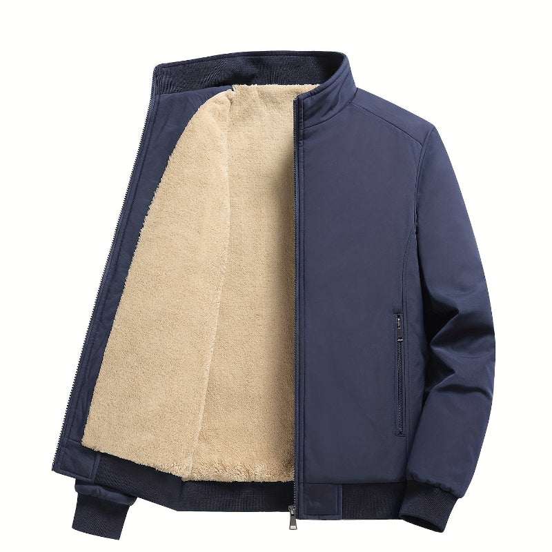 Herren Outdoorjacke Fleecefutter Reißverschluss Stehkragen
