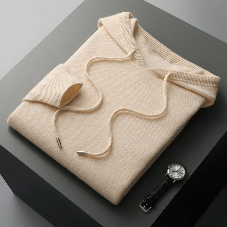 Herren Kaschmir Hoodie Weich Beige