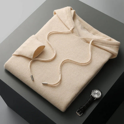 Herren Kaschmir Hoodie Weich Beige