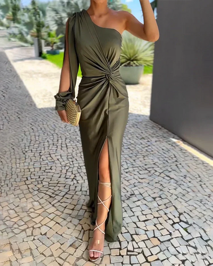 Elegantes Damen Langkleid Einerschulterdesign